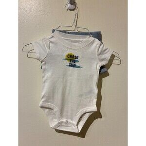 **4 for $20** NWOT Carter's/Rabbit&Bear Organic Outfit - White & Blue - 3-6M